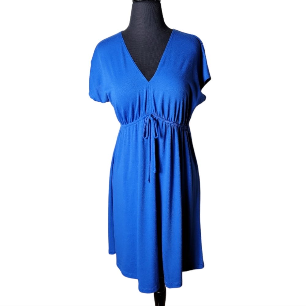 Faded Glory blue v neck kimono sleeve cinched waist dress women's small